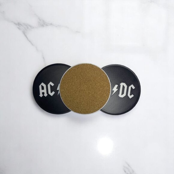AC/DC 3D-Printed Drink Coasters Set of 3 - Picture 2 of 3